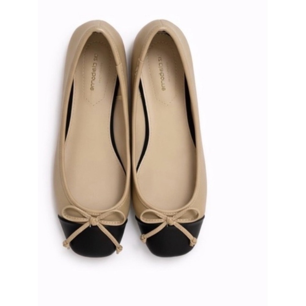 Liz Claiborne Cap Toe Ballet Flats Nude Black NWT | Quiet Luxury Classic